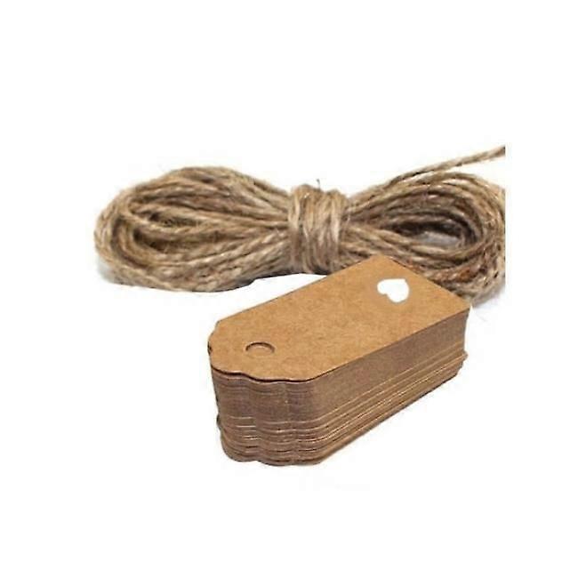 Cardboard labels with strings, 50-pack Beige