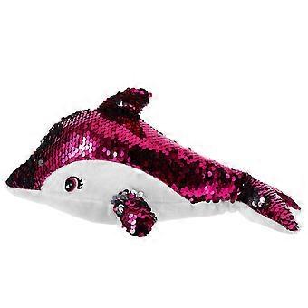 Dolphin Plush Toy Stuffed Dolphin Sequin Toy for Kids Play Rosy Color
