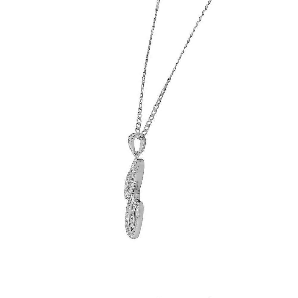925 Sterling Silver CZ Letter Initial "E" Pendant Necklace - E