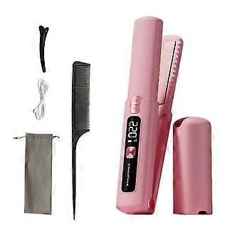 Cordless 2-Way Hair Straightener Curler, 7 Temperature Adjustable, USB Rechargeable 4500mAh, 10s Fast Heating Mini Portable Flat Iron with Clip, Comb 