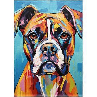 Face of Boxer Dog Jigsaw Puzzle Modernist Painting Style Boxer Dog Mug Shot Puzzle SQZ303