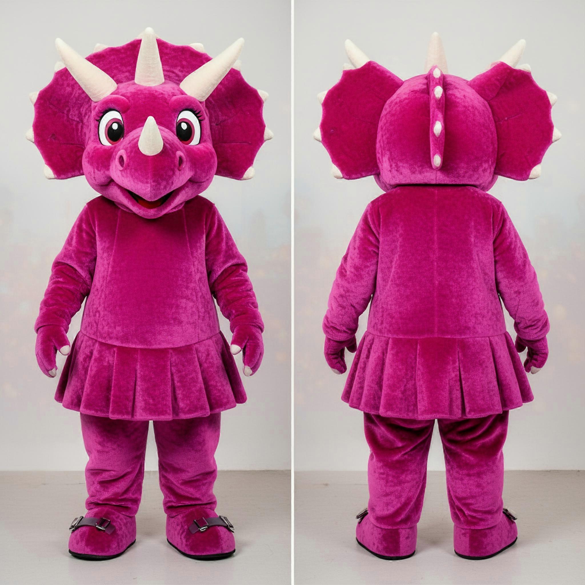 MASTICOT Magenta Cartoon Triceratops Mascot