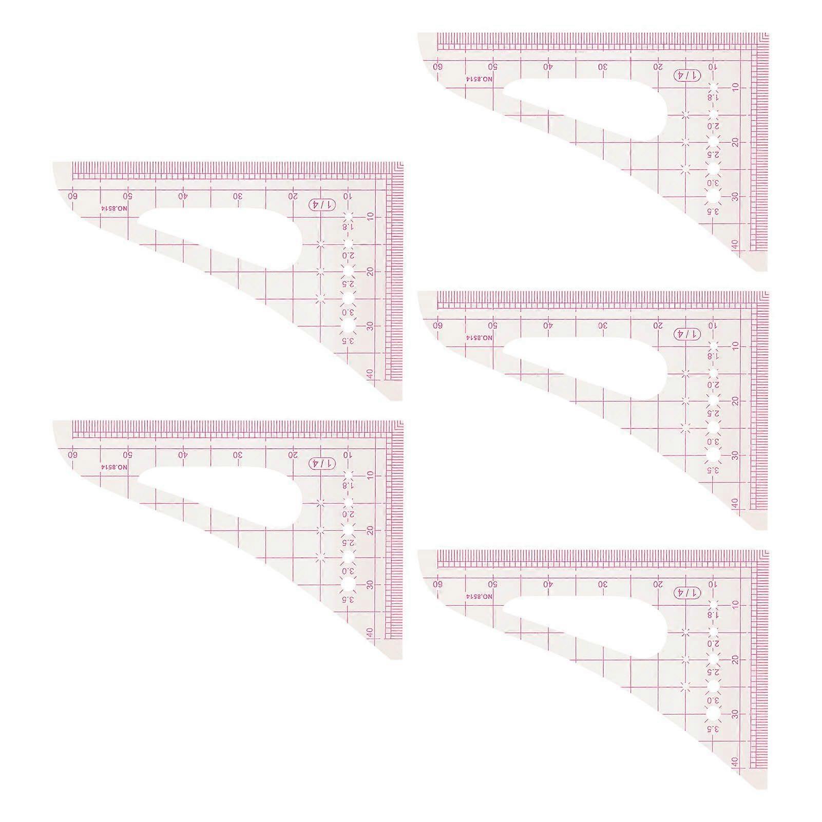 5Pcs Triangular Curve Rule Transparent High Accuracy Multifunction Pattern Sewing Rulers Set for Beginners Tailors