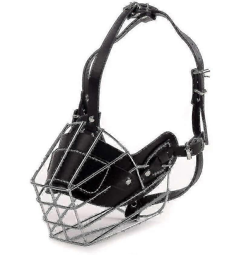 Super Metal Muzzle Dog Muzzles Leather Muzzle Compatible with Large Dogs