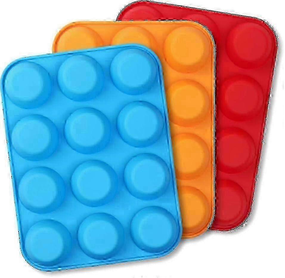 3x Dishwasher-Safe Silicone Muffin Trays