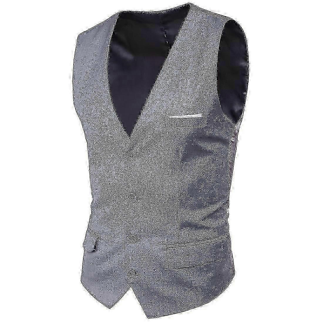 Plus size Men's, Business Suit Vest - Single Breasted Solid Color_HP