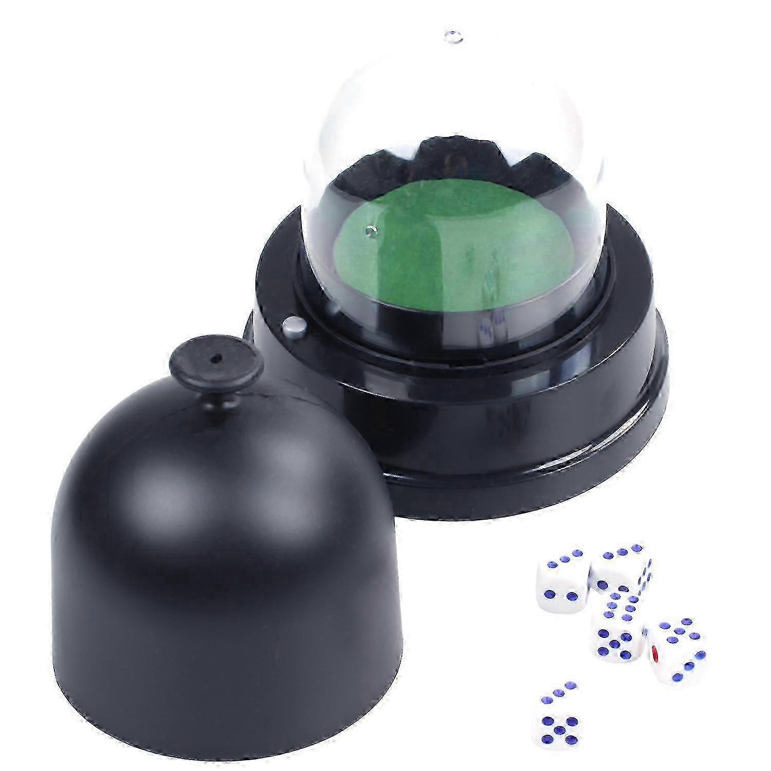 Automatic Dice Roller Cup Battery Powered With 5 Dices Black