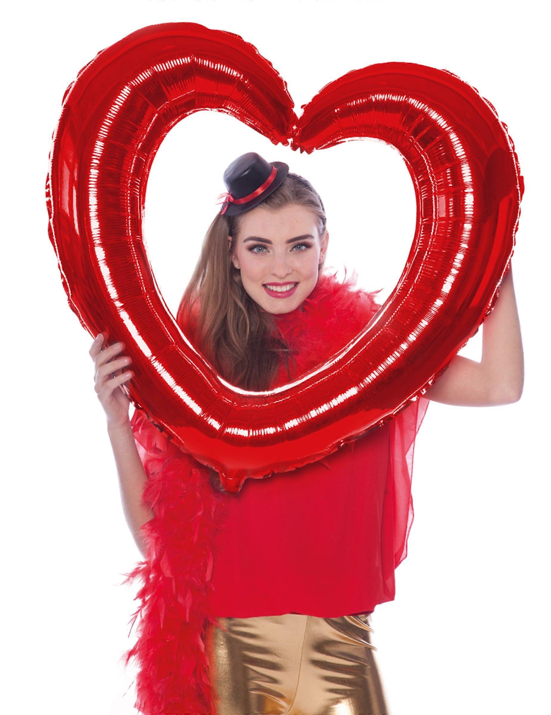 Red heart-shaped frame balloon 80 cm