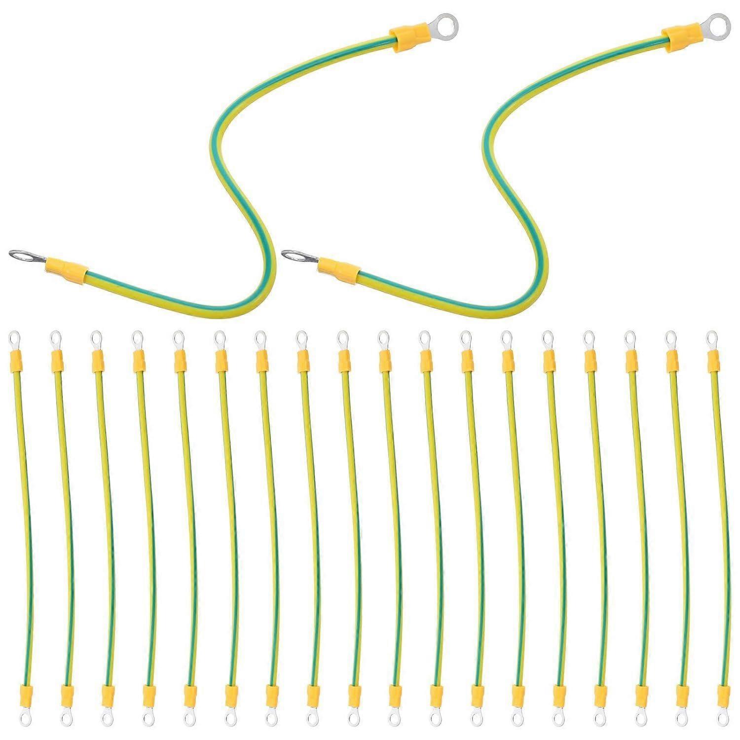 20pcs Electrical Ground Wire Pigtail 8 Inch Copper with Ring Terminal