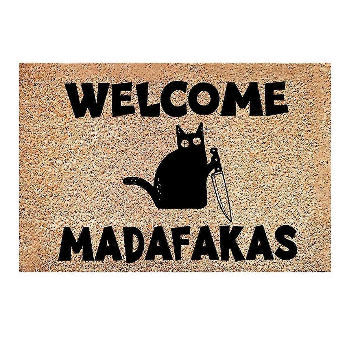 Funny Dark Cat Madafakas Doormat