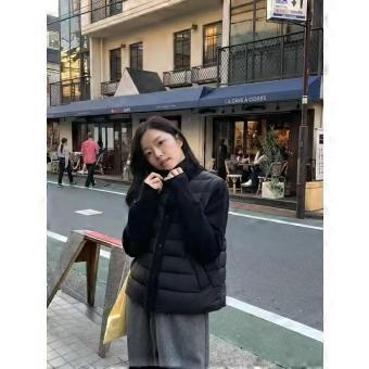 White duck down autumn and winter fashion stand-up collar warm splicing knitted sleeves down women's clothing light and thin backing jacket