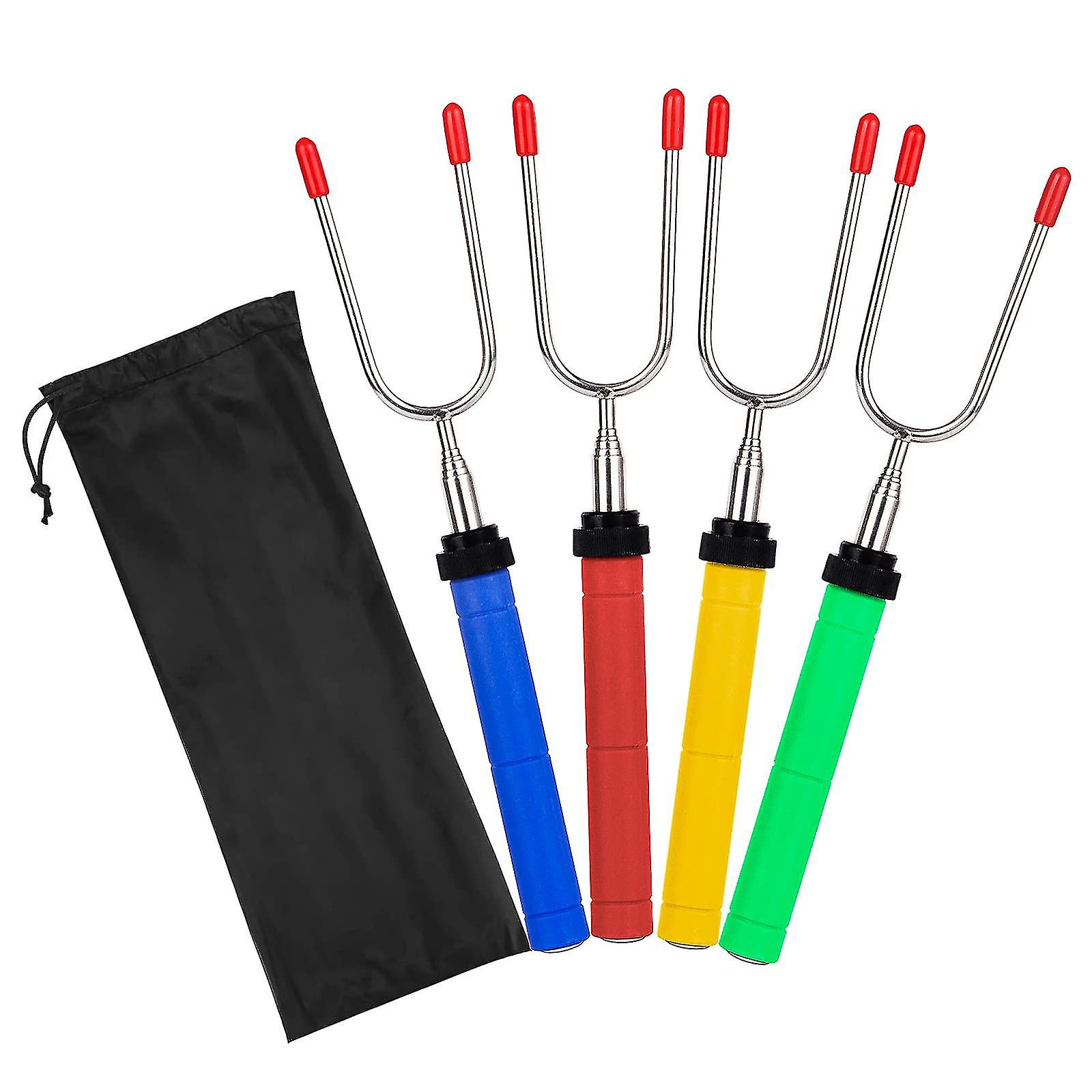 Bbq Guimauve Rôtis Bâtons de Torréfaction En Acier Inoxydable Ensemble Extensible Rotatif 34 Pouces U Forme Hot Dog Roasting Sticks
