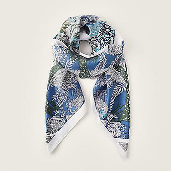 35 x 35 Women Square Silk Like Hair Scarf Head Sleeping Wrap Satin Headscarf, Blue-2