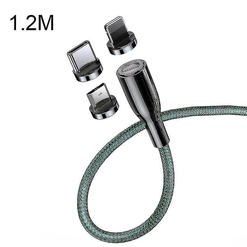 Cafele Zhen Magnetic Series Micro 3 In 1 Usb to 8 Pin + Micro Usb + Usb-c / Type-c Round Head Magnetic Suction Fast Charging Data Cable Line Längd: 1