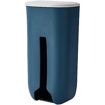 Item Size: 26.2*12.7*9 Garbage Holder Trash Bag Holder Self Adhesive Plastic Wall Mounted Plastic Bag Storage Box for Kitchen Blue, Trash Bag Dispense