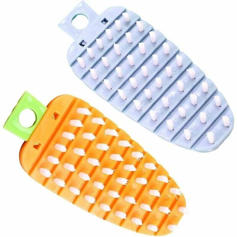 2PCS Fruit and Vegetable Cleaning Brush, Flexible Creative Brush (Orange + Blue)