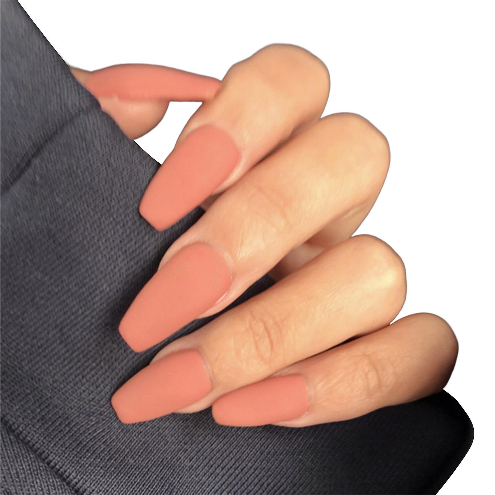 Long Square Press-on Nails Fake Finger Matte Black Detachable Wearing Nail For Professional Nail Salon