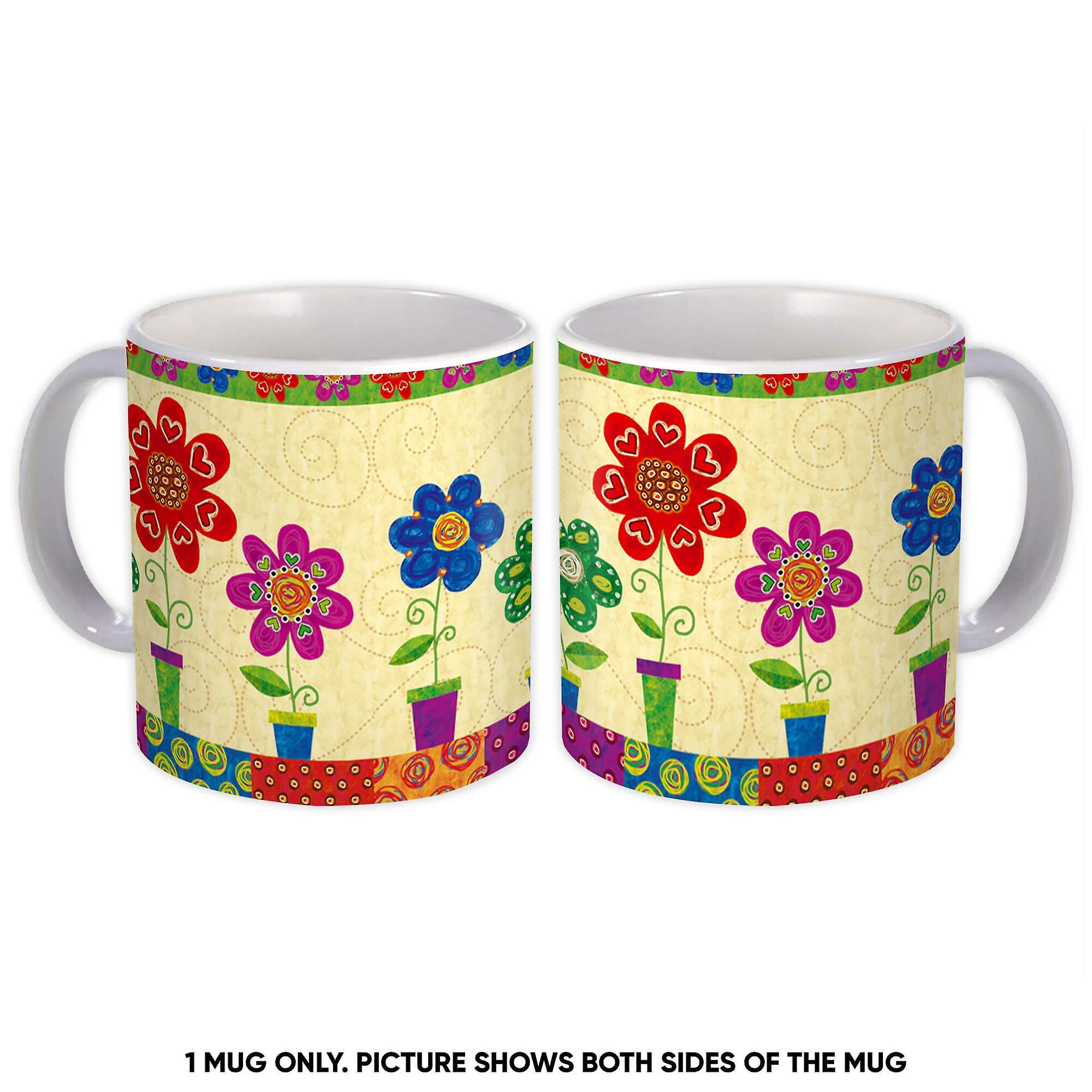 Gift Mok: Grappige Bloemen Patchwork