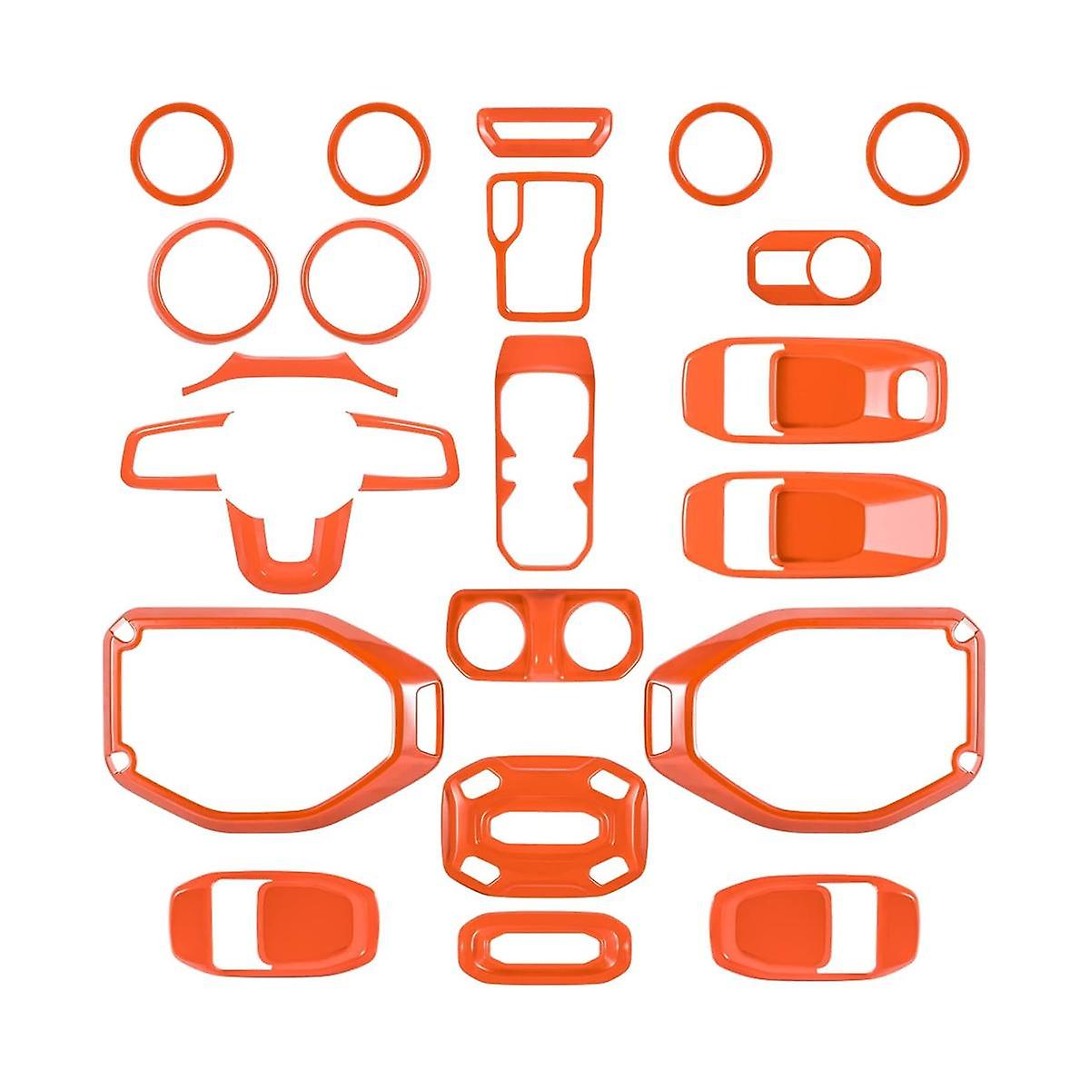 23PCS Full Interior Decoration Trim Kit for Wrangler JL JT 2018-2023 Accessories (Orange)
