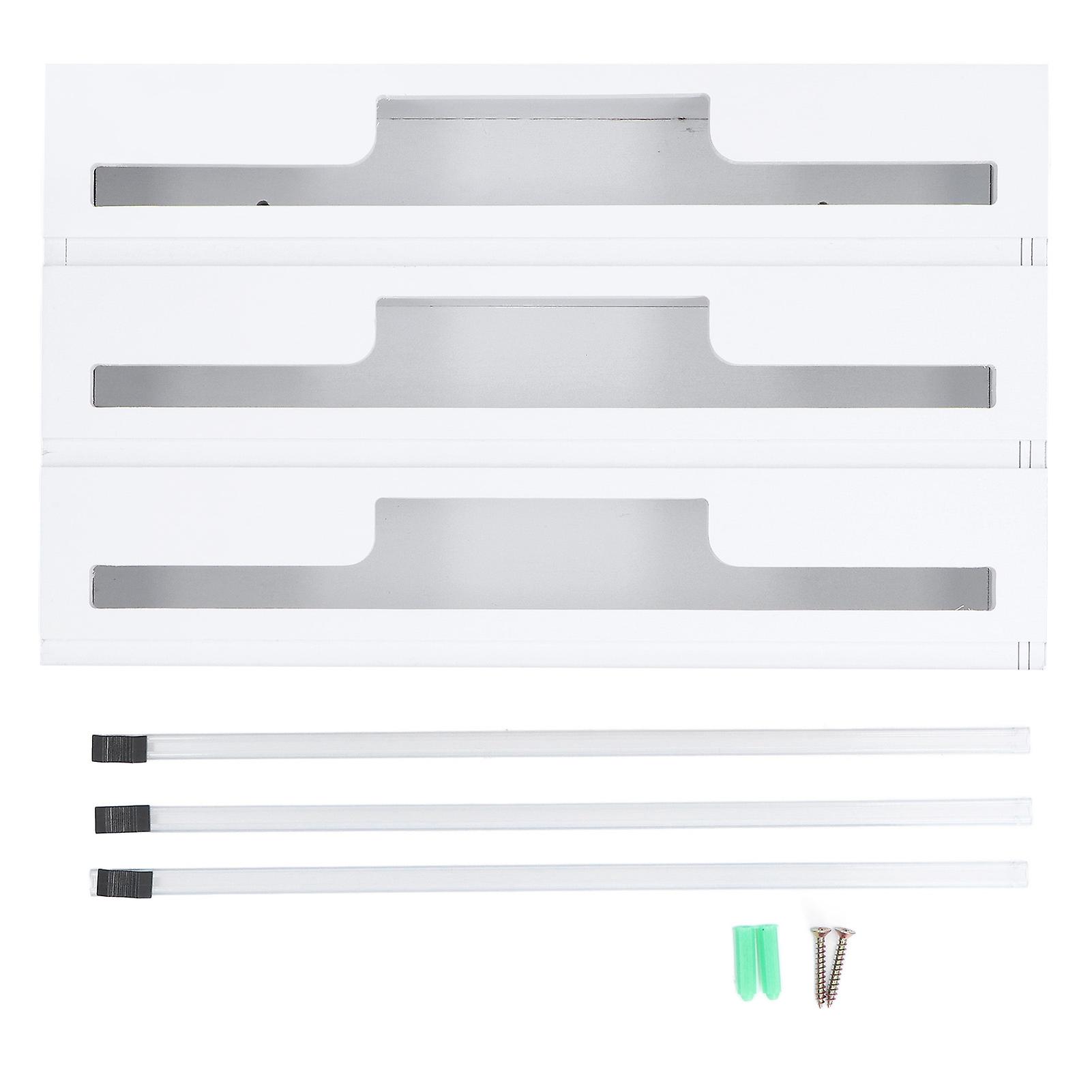 White Bamboo Plastic Wrap Dispenser with Slide Cutter for Kitchen