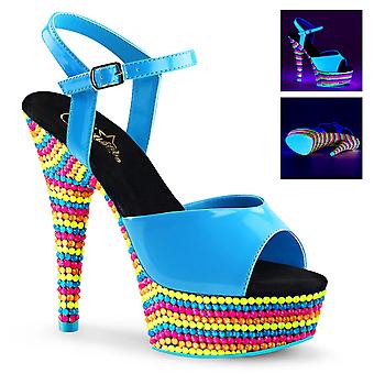 Pleaser Sandali Donna Delight-609rbs Neon Blu Pat/neon Multi