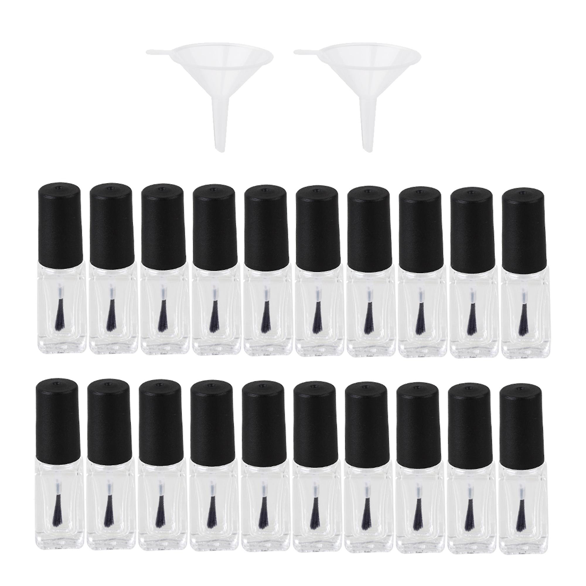20 x Clear Glass 4ml Empty Refillable Polish Bottles Container Black Cap