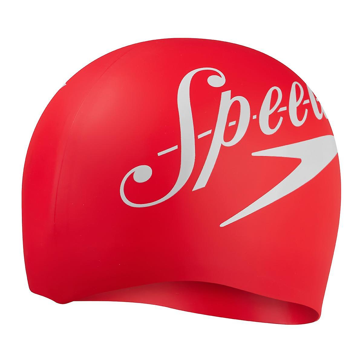 Speedo Logo Placement Silicone Cap - Speedo Red/ White - Womens