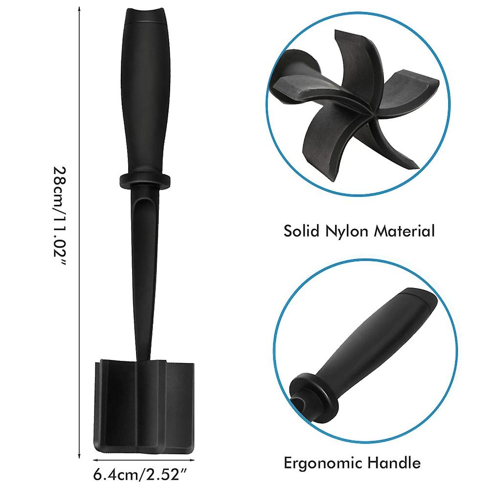 Multifunctional Meat Chopper Nylon Masher 6.4x6.3x28cm Black