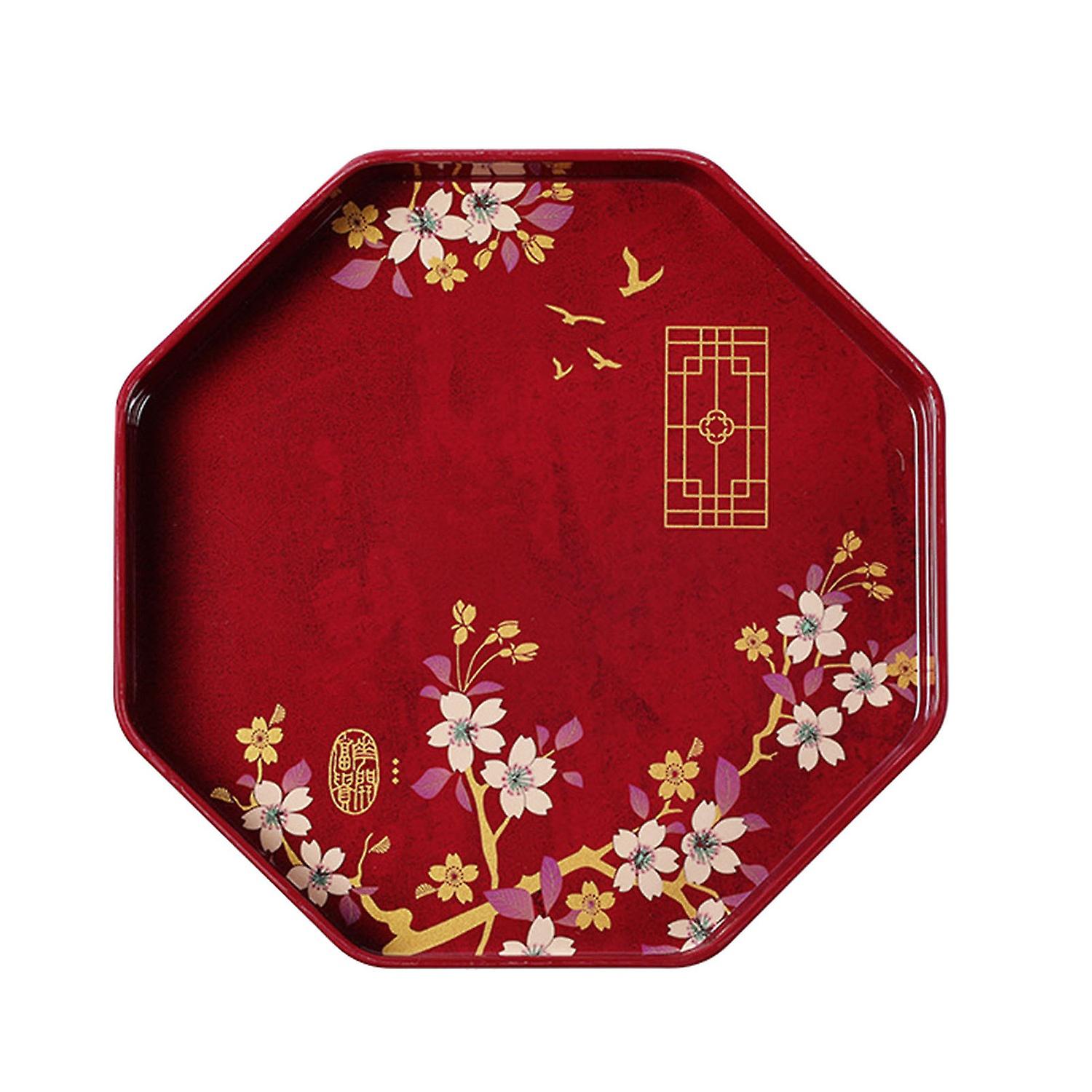 Tea Tray Chinese Style Washable Melamine Flower Pattern Table Serving Tray for Kitchen