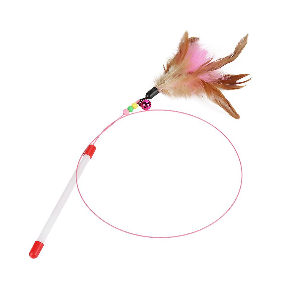 Funny Cat Kitten Toy Pet Play Accessory Feather Thread Wand Beads