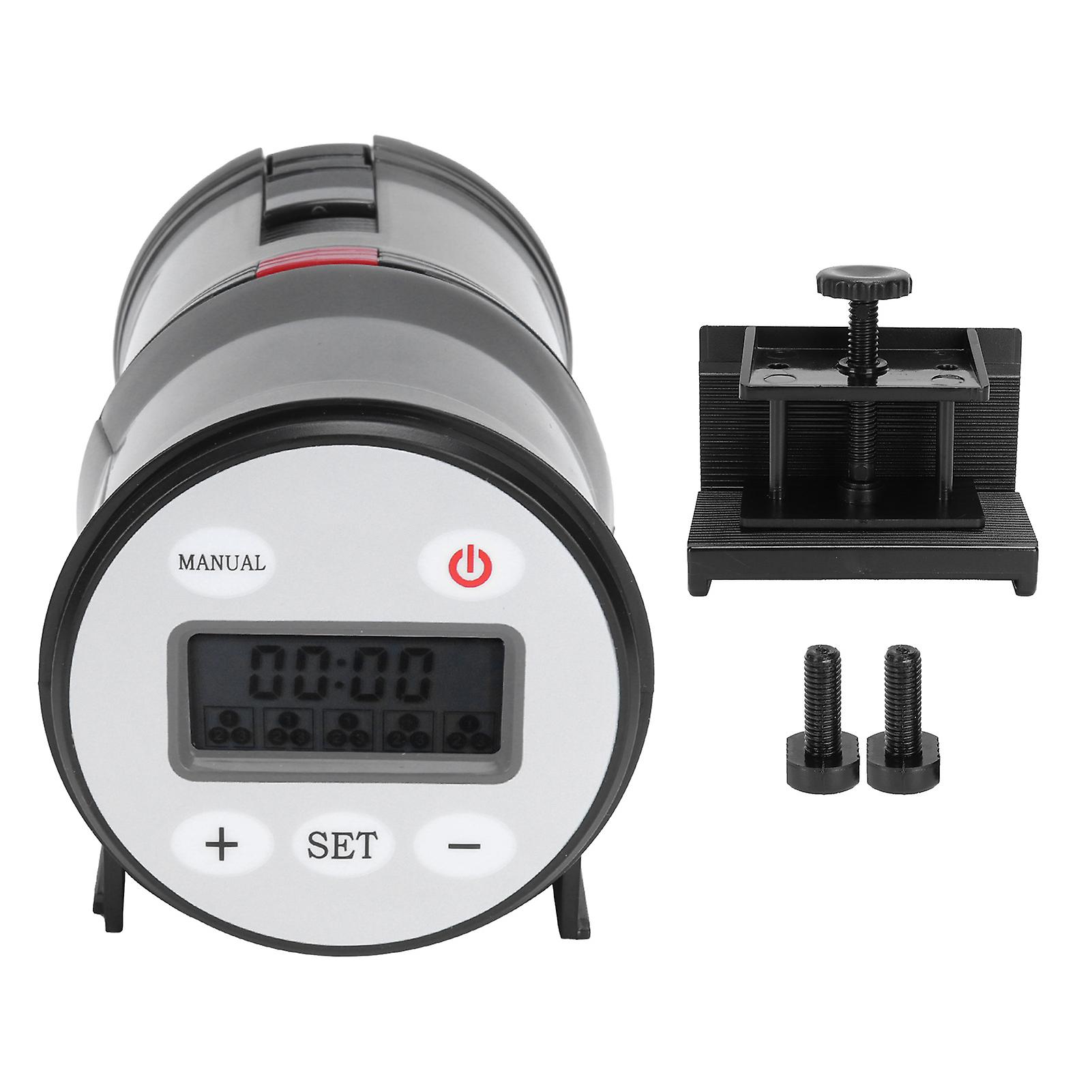 Automatic Fish Feeder Aquarium Feeder Timer Moisture-Proof LCD Display Adjustable Portion Settings Easy Installation Without Batter