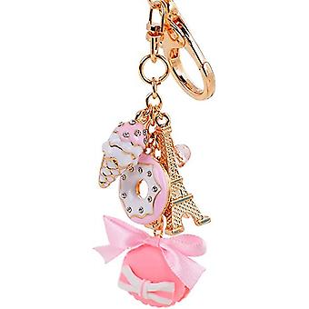 Hamburger Handbag Accessories Ice cream Key Chain for Women Pink Bag Charms