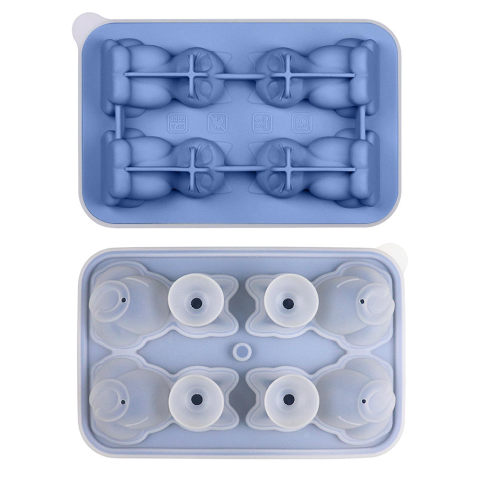 4 Grid Silicone Ice Cube Trays Household DIY Ice Cube Mold Gift for Friends Family Members