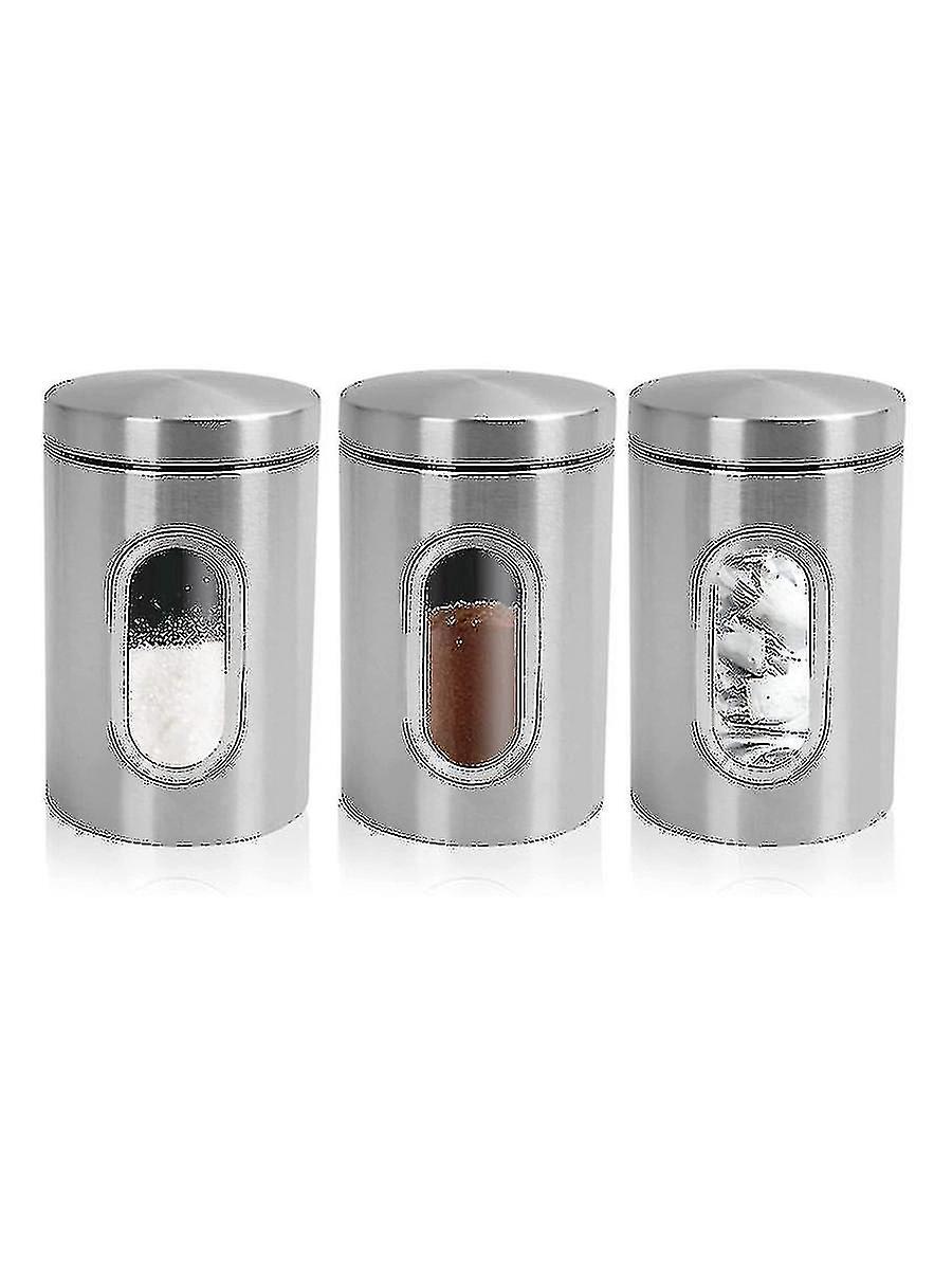 3 Piece Kitchen Canister Set Silver