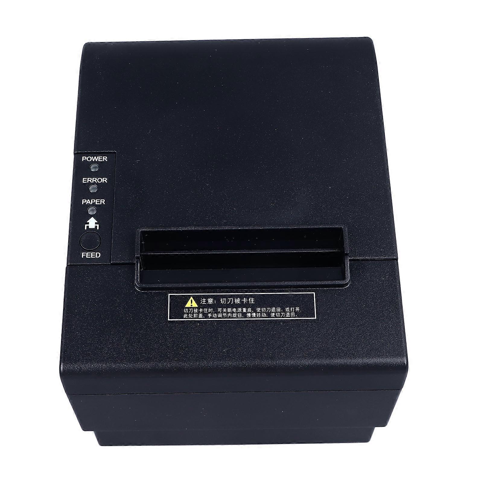80mm Thermal POS Printer USB Bluetooth Bill Printer Restaurant Kitchen Printer with Auto Cutter US Plug 100?240V