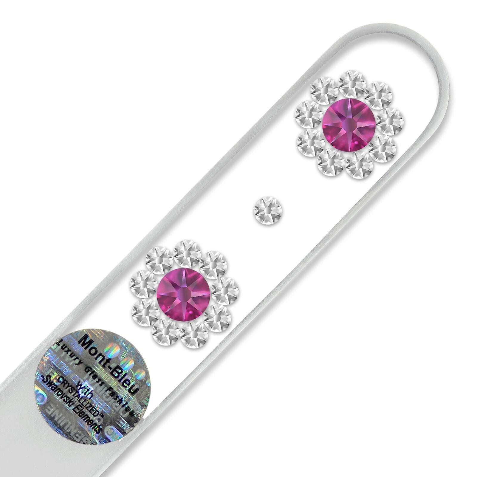 Mont Bleu 2 Flowers Crystal Nail File LE-10 - Fuchsia - Crystal