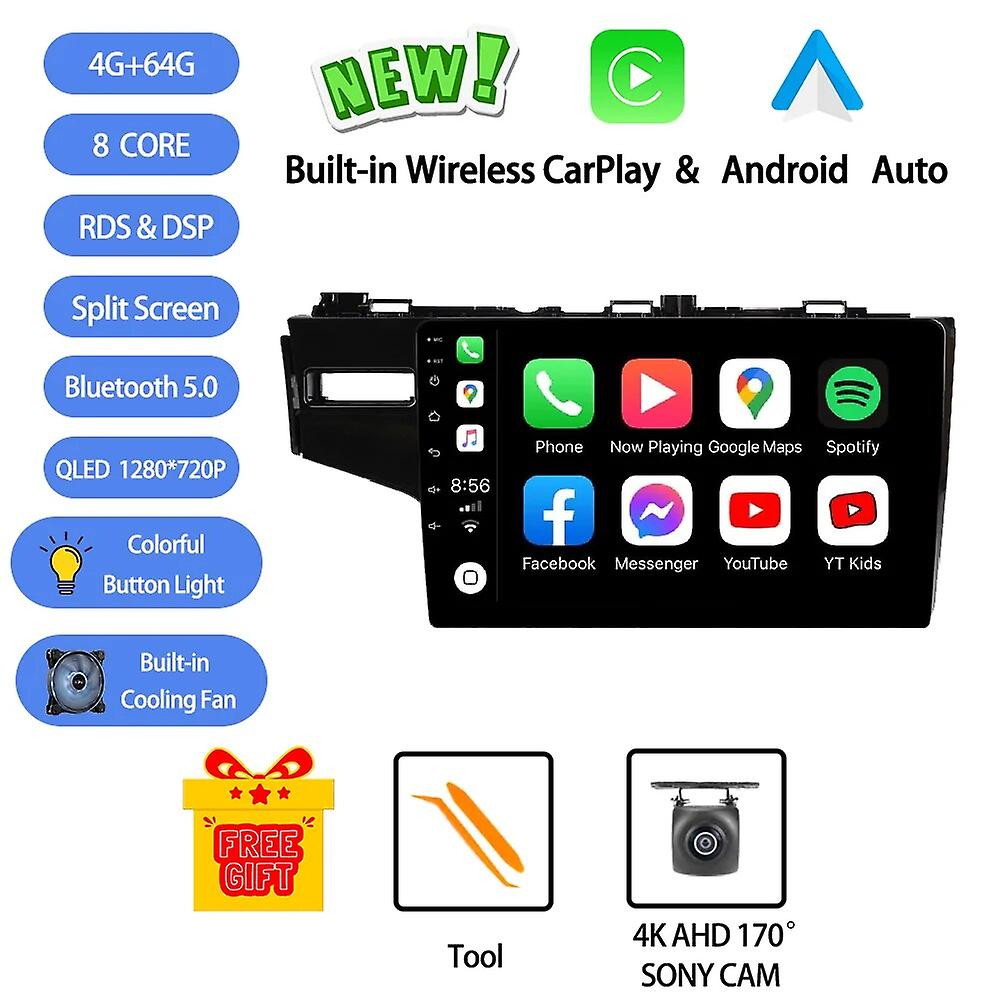 Android 13 For Honda Fit 3 Gp Gk Left 2013 - 2020 Car Radio Stereo Multimedia Video Player Gps Wireless Carplay Rds Dsp Qled