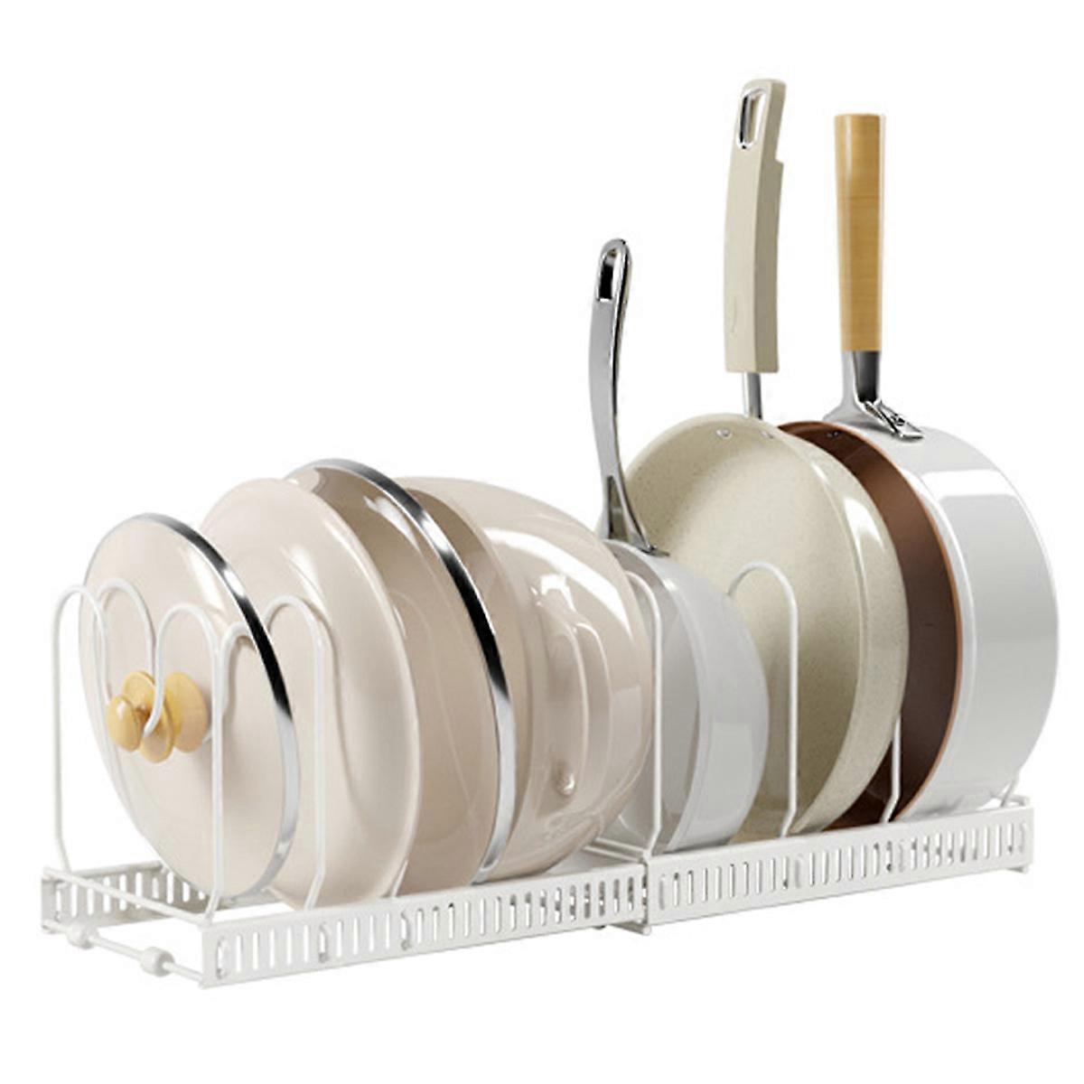 Expandable Pot and Pan Organizer for Cabinet,Pot Rack  Adjustable Compartment Kitchen Storage
