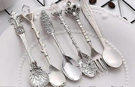Teaspoons 6 Pcs Fork Spoon Coffee Dessert - Silver