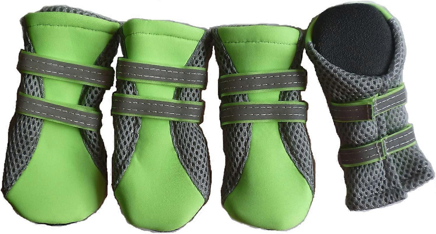 XIANRENGE Paw Protector Dog Boots Breathable and Skid-proof with Reflective Straps Set of 4 Size, Green
