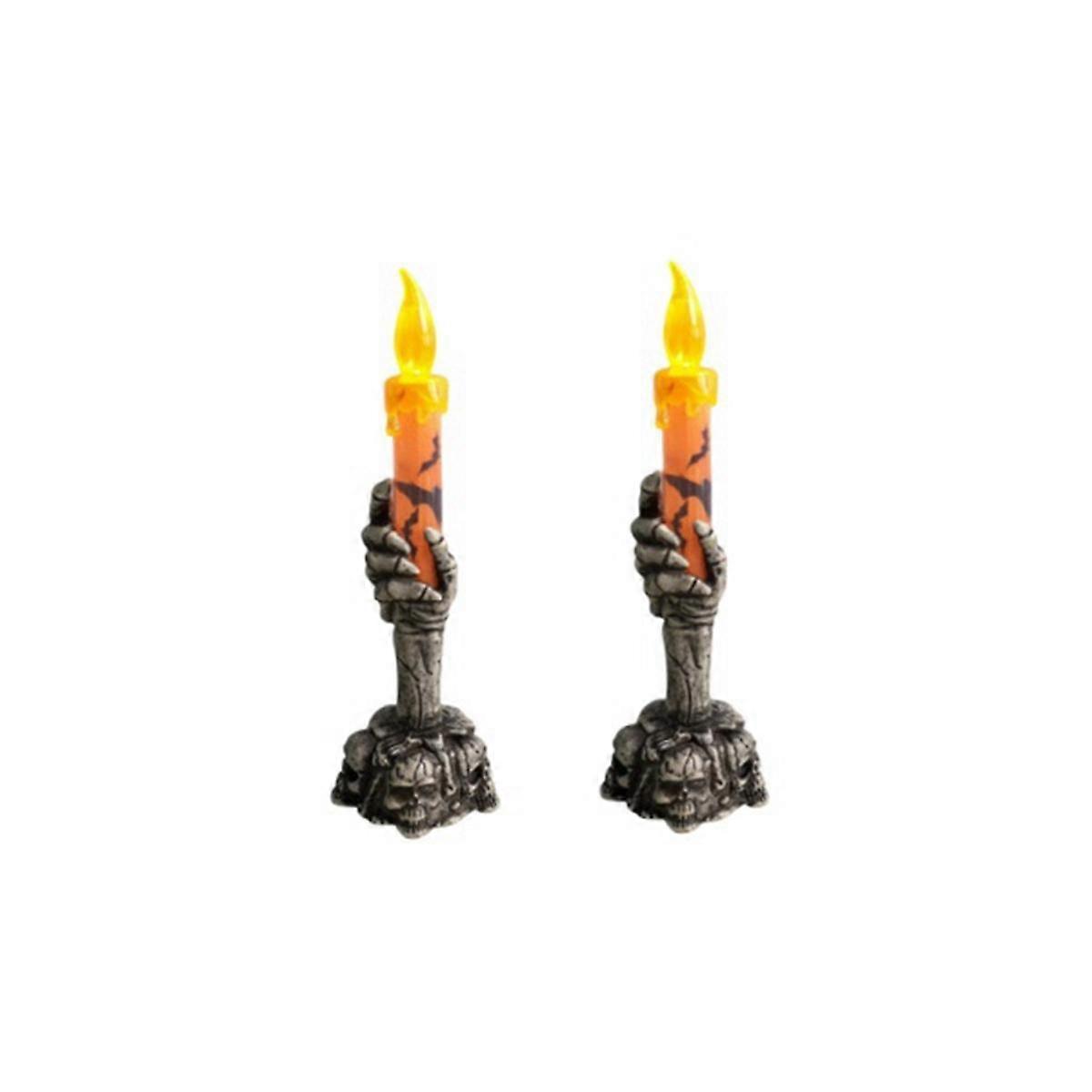 Halloween Decorative Lights Decoration Props Skeleton Ghost Hand Holding Candle Lights Led Electronic Pumpkin Lights A