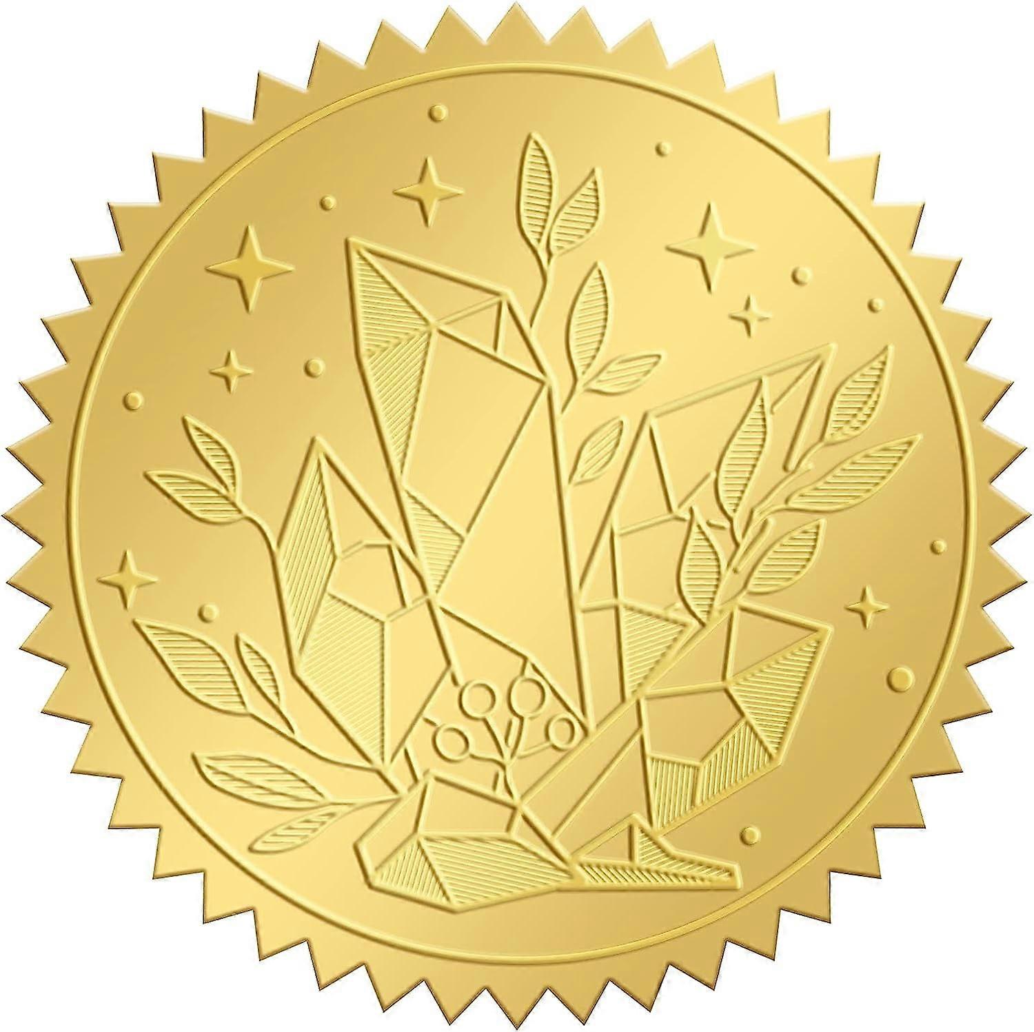 2 Inch Gold Embossed Envelope Seals Stickers Crystal 100pcs Round Adhesive Embossed Foil Seals Stickers Envelope Label