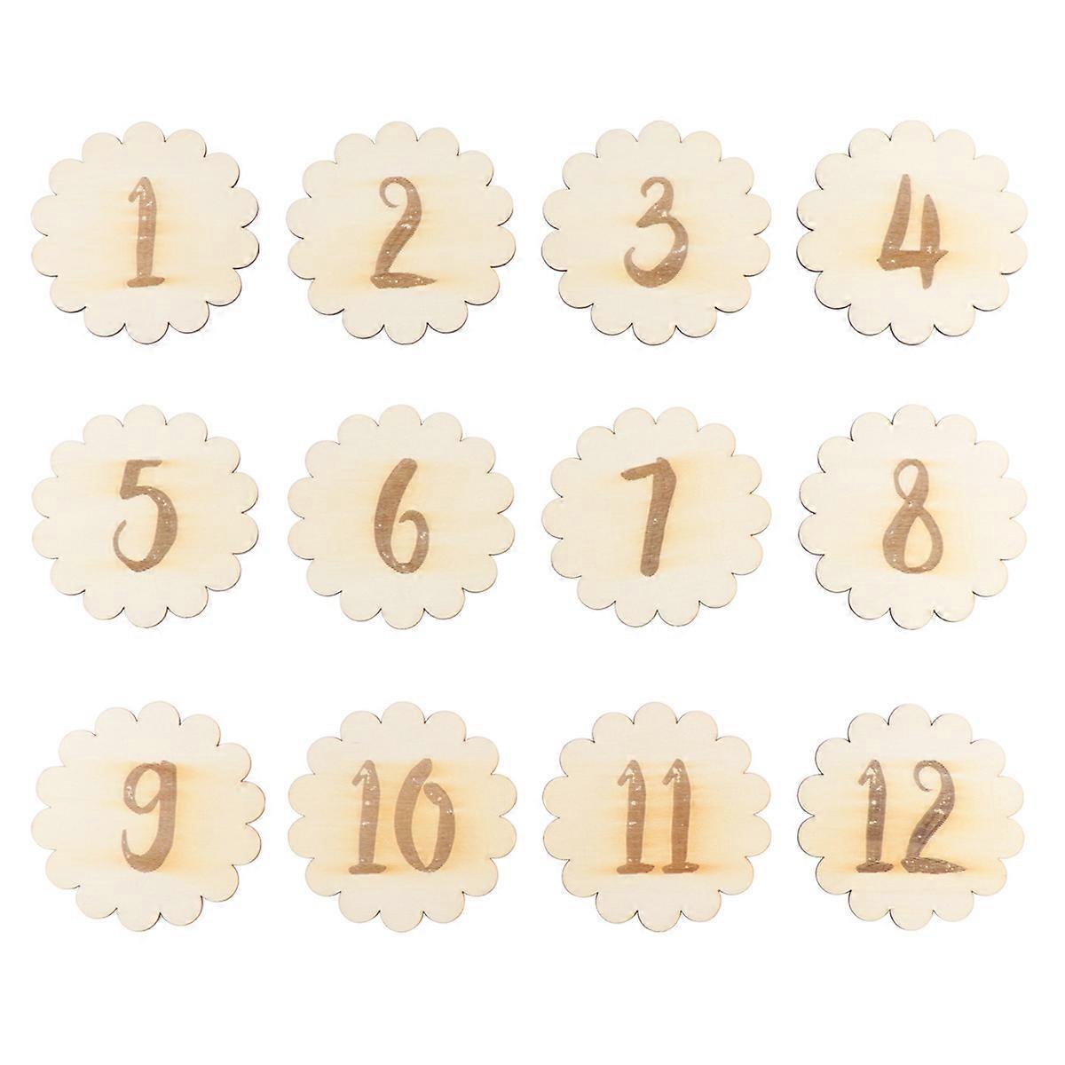 12pcs Baby Birth Month Number Cards Birthday Creative Infant Commemorate Milestone Photography Props (Lace Numbers)