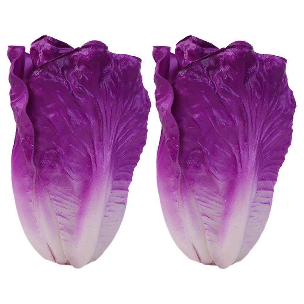 2pcs Artificial Lettuce Realistic Faux Lettuce Fake Vegetable Simulation Vegetable Model Prop
