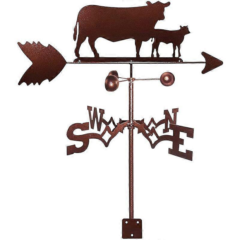 معدن ويذرفان عجلة الرياح حديقة حصة مع البقرة صورة ظلية زخرفة