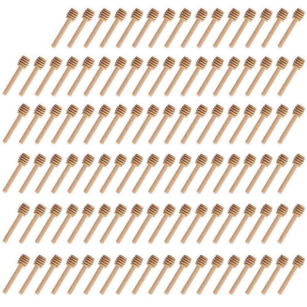 PPIAO 100 Pack mini 3-calowych drewnianych patyczków do miodu, pakowanych pojedynczo, serwer do dozowania słoika z miodem, mżawki, upominki weselne