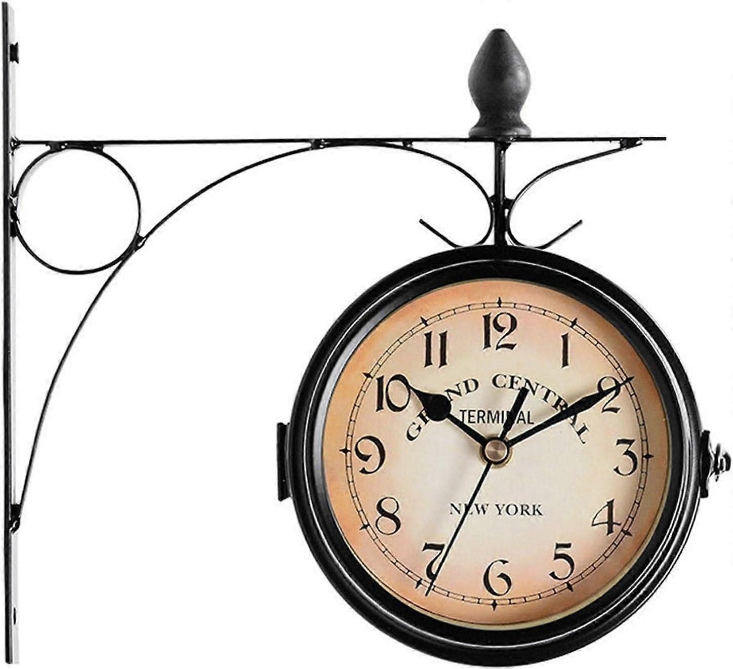 Garden Clock Outdoor Clock,8.6inch Retro Double-Sided Wall Clock,Vintage Wall Mounted Clock