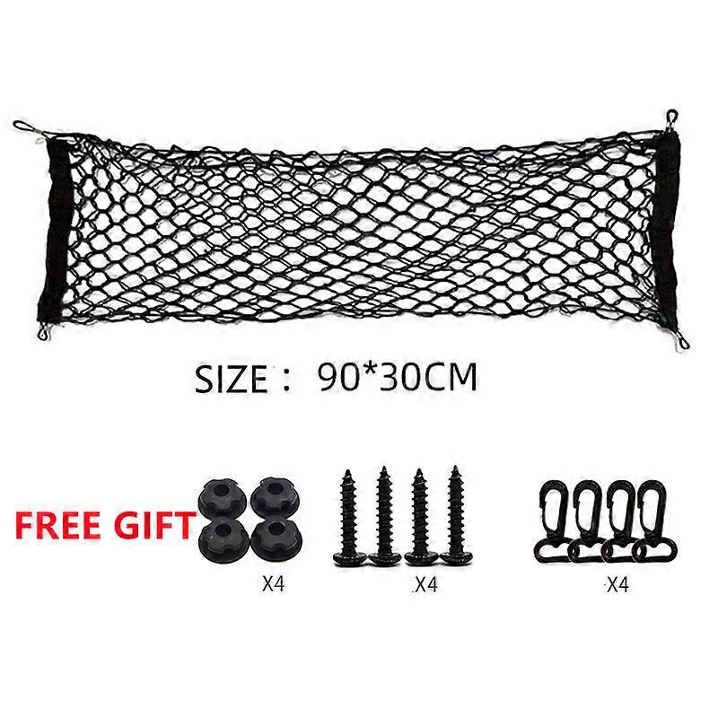 Rear Cargo Net Stretchable Universal Adjustable Elastic Trunk Storage Organizer Double-Layer Storage Nylon Mesh with Hooks