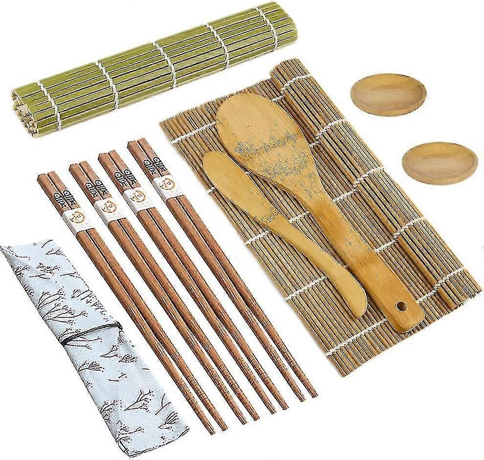 Sushi Making Kit 11 Pcs Bamboo Sushi Rolling Mat With Bag Includes 2 Rolling Gift