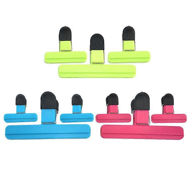 9 Pack Large Chip Bag Clips Assorted Sizes Food Bag Clips Plastic Heavy Seal Grip, 3 Colors